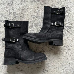 Diesel Biker boots - Black Suede Oiled finish. Never out of Fashion
